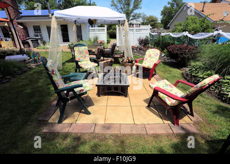 Suburban backyard Long Island New York Foto Stock