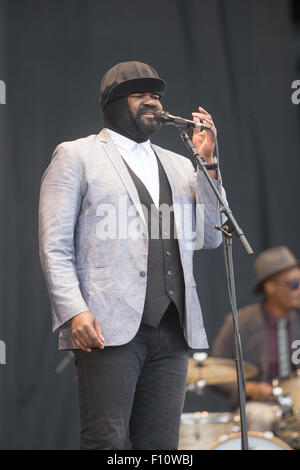 Gregory Porter domenica (agosto 23) al V Festival di Chelmsford,Essex. Foto Stock