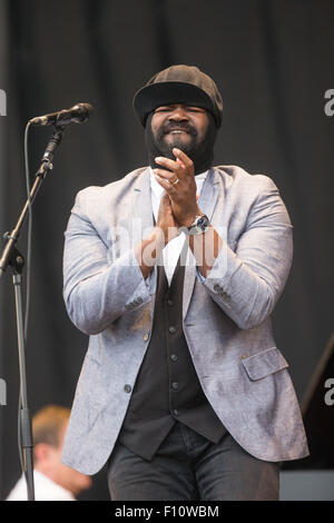 Gregory Porter domenica (agosto 23) al V Festival di Chelmsford,Essex. Foto Stock