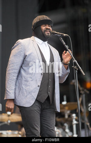 Gregory Porter domenica (agosto 23) al V Festival di Chelmsford,Essex. Foto Stock