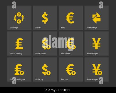 Tasso di cambio icone Illustrazione Vettoriale