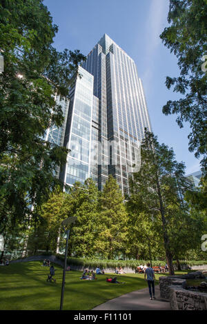 Giubileo Park, Canary Wharf, Docklands di Londra, Regno Unito Foto Stock