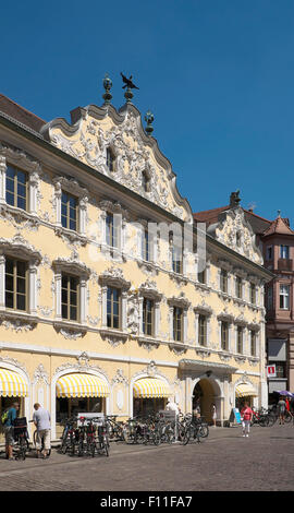 Haus zum Falken, Falkenhaus, Würzburg, bassa Franconia, Baviera, Germania Foto Stock