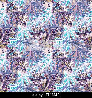 Seamless sfondo psichedelico con doodle volute per l'inverno e Natale design Illustrazione Vettoriale