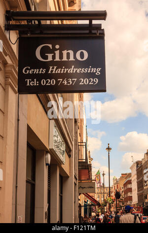 Gino Gents Parrucchiere Negozio di Soho, London, England, Regno Unito Foto Stock