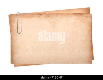 In prossimità di una vecchia carta su sfondo bianco Foto Stock
