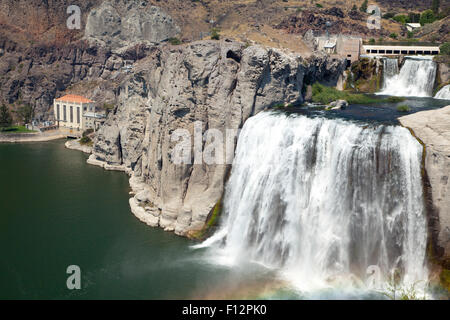 Shoshone Falls, Snake River Canyon, con energia idroelettrica house, Idaho, 2015. Foto Stock