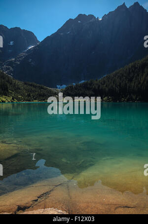 Lago di frana, Strathcona Provincial Park, British Columbia Foto Stock