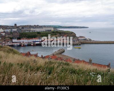 Whitby harbour dall'alto Foto Stock