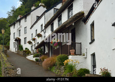 Cottage bianco su Marte collina, Lynmouth, Devon Foto Stock