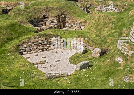 Villaggio neolitico di Skara Brae Orkney Islands UK Foto Stock