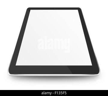 Tablet PC con il bianco schermo vuoto e shodows isolati su sfondo bianco. Altamente dettagliata illustrazione. Foto Stock