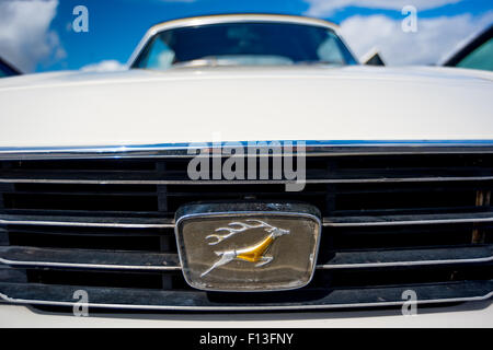 Trionfo badge su un trionfo Stag in occasione di una riunione del motore Standard Club a Cosford Airfield Wolverhampton Regno Unito Foto Stock