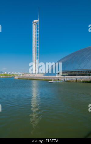Torre di osservazione Glasgow Science Centre Pacific Quay Glasgow Scozia Scotland Foto Stock