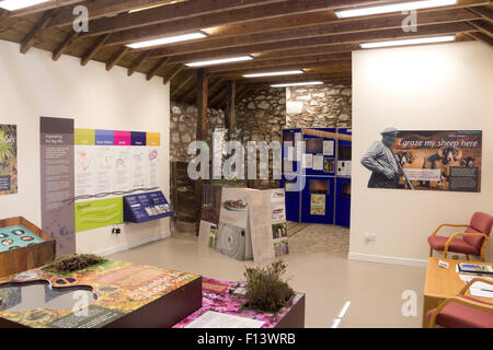 Interno di Dromore Farm Visitor Center, Cairnsmore flotta di riserva naturale nazionale, Valle della flotta di Dumfries & Galloway, Scozia Foto Stock