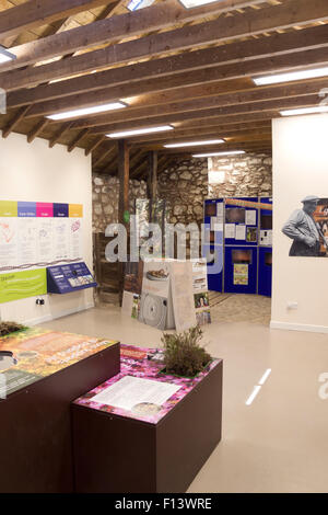 Interno di Dromore Farm Visitor Center, Cairnsmore flotta di riserva naturale nazionale, Valle della flotta di Dumfries & Galloway, Scozia Foto Stock