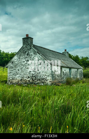 Abbandonato casa croft sull'Isola di Skye in Scozia Foto Stock