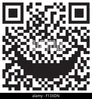 Una illustrazione che umanizza il codice QR concetto con un sorriso Illustrazione Vettoriale