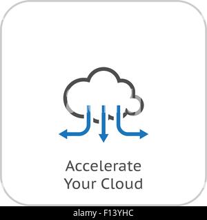 Per accelerare la vostra icona a forma di nuvola. Il concetto di business. Design piatto. Illustrazione Vettoriale
