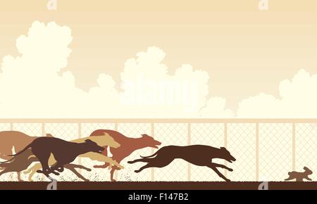 EPS8 modificabile illustrazione vettoriale di cani Greyhound Racing intorno a una via Illustrazione Vettoriale