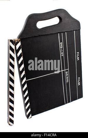 Grande film Vintage Clapboard isolato su bianco Foto Stock