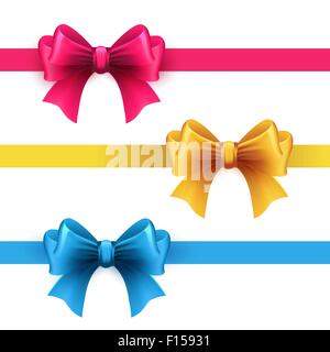 Serie di centine regalo con nastri. Illustrazione Vettoriale