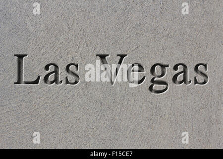 Controllo ortografico di incisione la città di Las Vegas su textured vecchia superficie Foto Stock