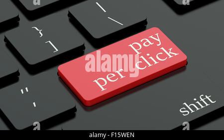Pay Per Click su rosso pulsante Tastiera Foto Stock