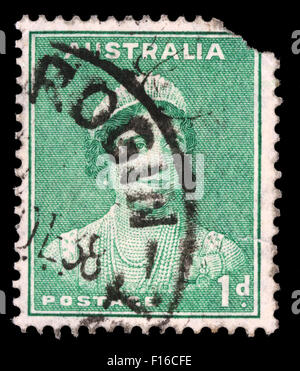 Timbro stampato in Australia mostra la regina Elisabetta II, circa 1937 Foto Stock