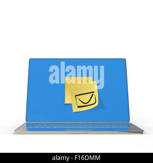 E-mail segno sulla nota adesiva su 3D portatile come concetto Foto Stock