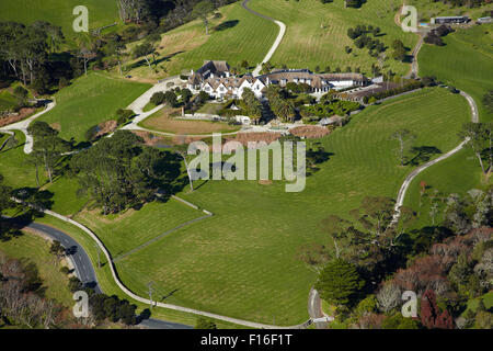 Casa di lusso, (aka dotcom-Mansion), Coatesville, Auckland, Isola del nord, Nuova Zelanda - aerial Foto Stock