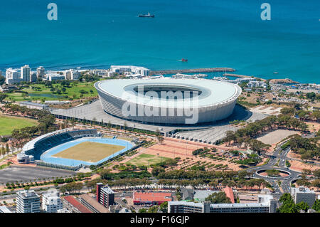 Il 68000 posti Cape Town Stadium a punto verde come visto dalla collina di segnale. Il luogo Foto Stock