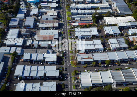 Zona Industriale, Ellice Road, Wairau Valley, Auckland, Isola del nord, Nuova Zelanda - aerial Foto Stock