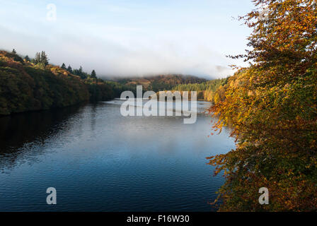 Loch superiore Faskally presi da Clunie bridge, vicino Pitlochry, Scozia Foto Stock