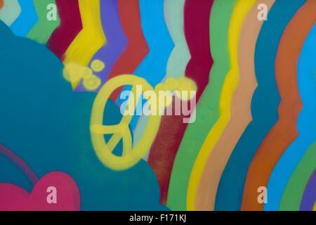 Dipinto hippie VW Volkswagen camper van Foto Stock