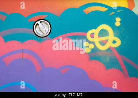 Dipinto hippie VW Volkswagen camper van Foto Stock