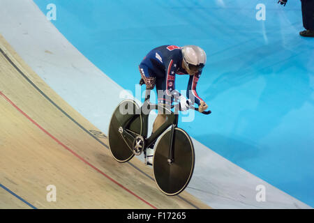 8 agosto 2015: A2015 Panam Giochi, ciclismo su pista - Mens Inseguimento individuale C1-3, Todd chiave (USA), Milton Velodromo, Milton, Ontar Foto Stock