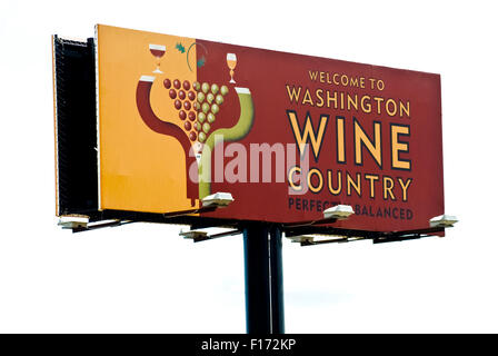 Segno accogliendo i viaggiatori a Washington wine country, STATI UNITI D'AMERICA Foto Stock