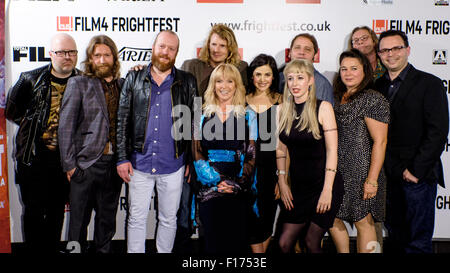 Cast assiste il Frightfest 2015 28/08/2015 presso la VUE West End di Londra. La Premiere mondiale di AAAAAAAAH!. Foto di Julie Edwards Foto Stock