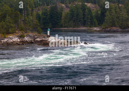 Marea di declino a skookumchuck si restringe sulla costa del sole, British Columbia Foto Stock