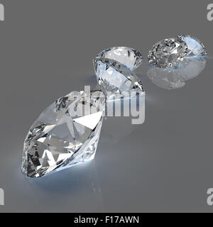 Diamanti su sfondo grigio modello 3d Foto Stock