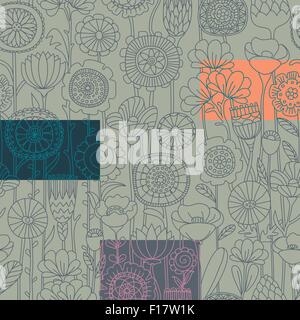 Set di vettore seamless motivo floreale Illustrazione Vettoriale