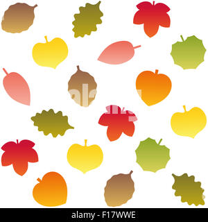 Foglie di autunno pattern. Seamless sfondo può essere creato. Immagine su sfondo bianco. Foto Stock