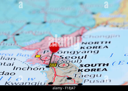 Inchon imperniata su una mappa di Asia Foto Stock