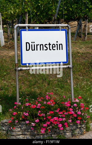 Un segno di benvenuto di Durnstein in Austria Inferiore Foto Stock
