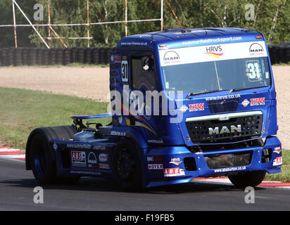 La maggior parte, Repubblica Ceca. 28 Agosto, 2015. Il FIA European Truck Racing Championship. Carrello ceca Prix. Mathew SUMMERFIELD (GB), l'uomo, © Azione Sport Plus/Alamy Live News Foto Stock