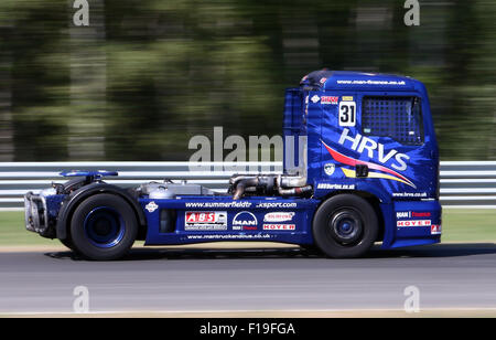 La maggior parte, Repubblica Ceca. 28 Agosto, 2015. Il FIA European Truck Racing Championship. Carrello ceca Prix. La terza gara, Mathew Summerfield (GB), l'uomo, © Azione Sport Plus/Alamy Live News Foto Stock