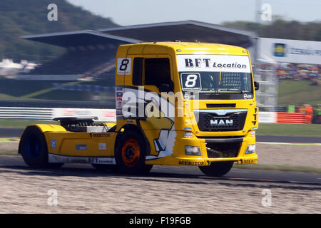 La maggior parte, Repubblica Ceca. 28 Agosto, 2015. Il FIA European Truck Racing Championship. Carrello ceca Prix. La terza gara Anthony JANIEC (FRA), MAN, Lion Truck Racing, © Azione Sport Plus/Alamy Live News Foto Stock