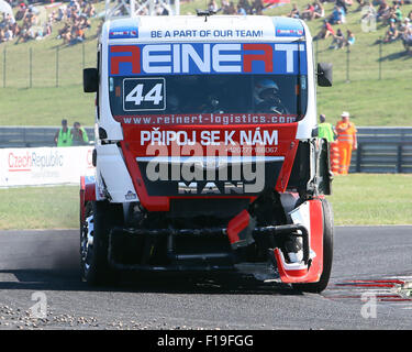 La maggior parte, Repubblica Ceca. 28 Agosto, 2015. Il FIA European Truck Racing Championship. Carrello ceca Prix. La terza gara, Stephanie HALM (GER) Uomo, Reinert Racing, © Azione Sport Plus/Alamy Live News Foto Stock