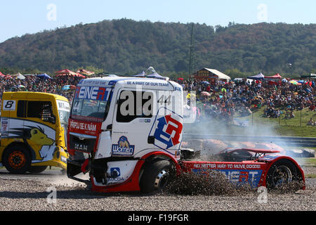 La maggior parte, Repubblica Ceca. 28 Agosto, 2015. Il FIA European Truck Racing Championship. Carrello ceca Prix. La terza gara Stephanie HALM (GER) Uomo, Reinert Racing, © Azione Sport Plus/Alamy Live News Foto Stock